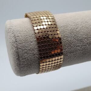 Vintage Gold Mesh Wide Classic Bracelet, Gold Tone, 6 3/4 Inches